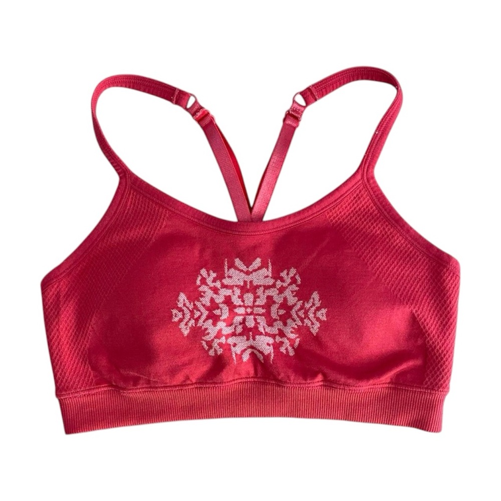 Forever 21 Activewear Snowflake Red - Pink Racerback Sports Bra Women's Size XS